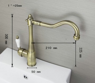 Nostalgische wastafelkraan Klassiek model brons antiek afgewerkt