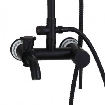 Nostalgische zwart Olie brons opbouw douche met douchekop 20 CM retro handdouche met keramiek