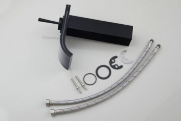 Retro waterval kraan voor wastafel Olie brons met donker gekleurde glazen mond