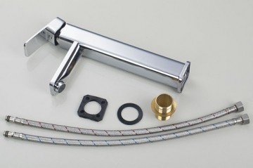 Robuuste wastafelkraan vierkant model chroom afgewerkt design kraan