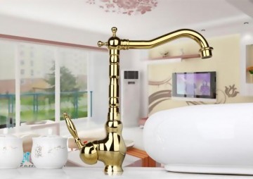 Nostalgische wastafelkraan Klassiek model goud antiek retro