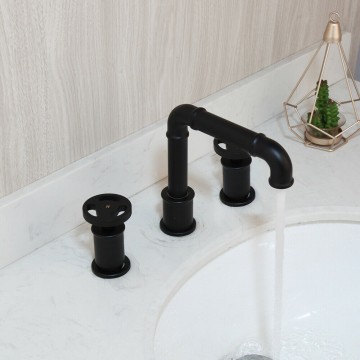 3 delige zwarte wastafelkraan mengkraan