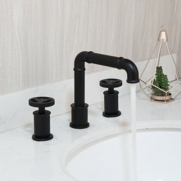 3 delige zwarte wastafelkraan