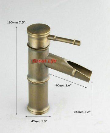 Mooie Retro bronzen waterval wastafelkraan een hand bediening