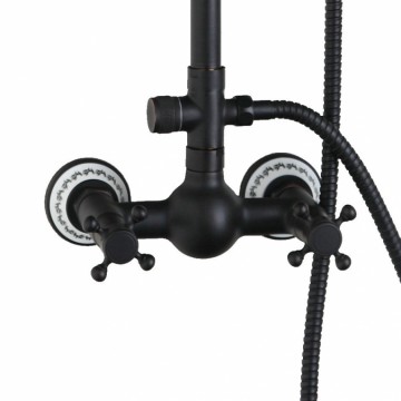 Retro zwart Olie brons opbouw douche met douchekop 20 CM retro handdouche met keramiek