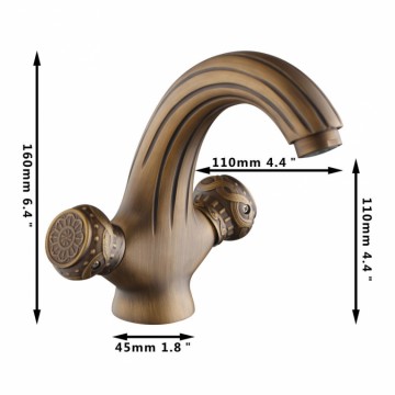 Nostalgische wastafelkraan Klassiek model Brons afgewerkt retro
