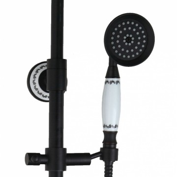 Retro zwart Olie brons opbouw douche set douchekop 20 CM retro handdouche met keramiek