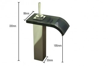 Waterval kraan voor wastafel chroom met donker gekleurde glazen mond