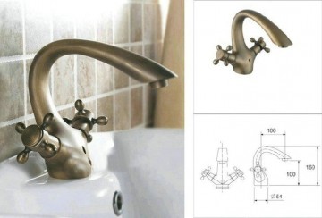 Nostalgische bronzen wastafel kraan klassieke kraan