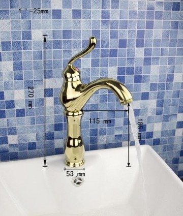 Gouden wastafelkraan Klassiek model goud retro afgewerkt