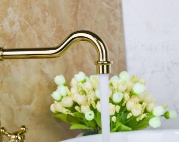 Nostalgische wastafelkraan Klassiek model goud antiek draaibaar