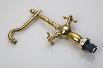 Nostalgische wastafelkraan Klassiek model goud antiek draaibaar