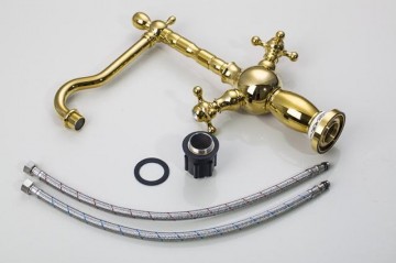 Nostalgische wastafelkraan Klassiek model goud antiek draaibaar