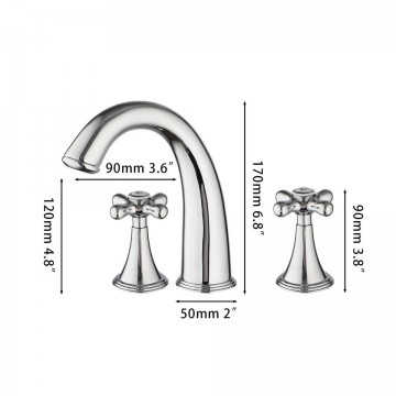 Afmeting 3 delige chroom kraan