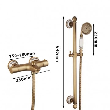 Afmeting bronskleurige badkraan met glijstang