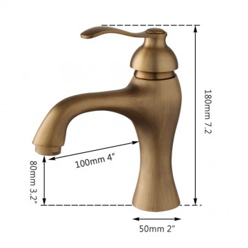 Afmeting bronskleurige mengkraan nostalgisch model