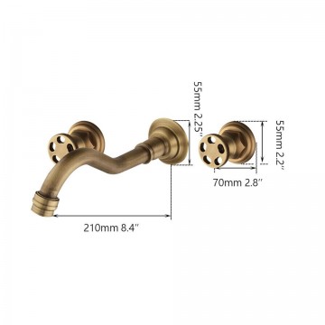 Afmeting bronskleurige muurkraan