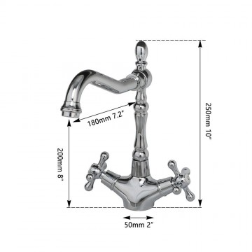 Afmeting chroom wastafelkraan