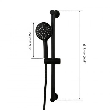 Afmeting douchestang zwart