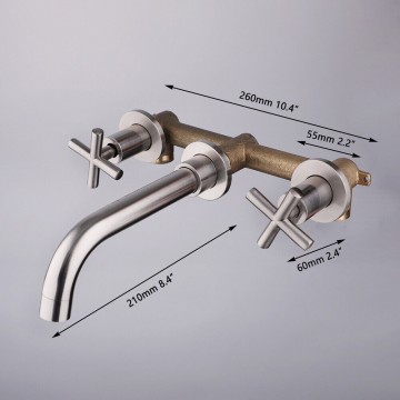 Afmeting geborsteld nikkel muurkraan inbouw