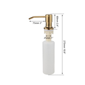 Afmeting goudkleurige inbouw zeepdispenser