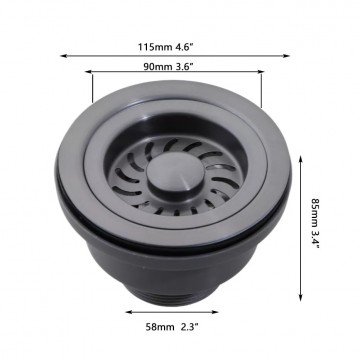 Afmeting gun metal afvoer gootsteen