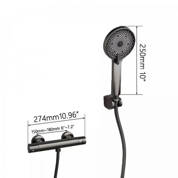 Afmeting gun metal douchekraan 0