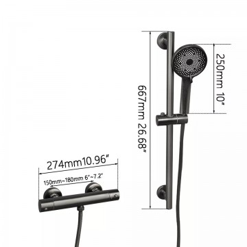 Afmeting gun metal douchekraan