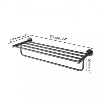 Afmeting gun metal handdoekrek