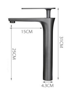 Afmeting gun metal wastafelkraan