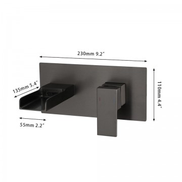 Afmeting gun metal watervalkraan