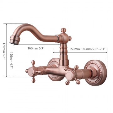Afmeting koperkleurige wastafelkraan 0