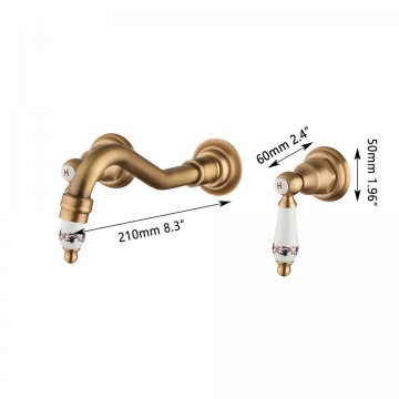 Afmeting landelijke bronskleurige wastafelkraan