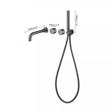 Afmeting muurkraan bad gun metal