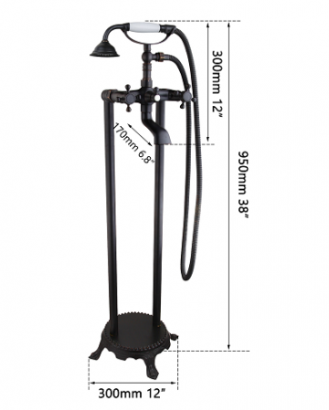 Afmeting olie bronzen staande kraan