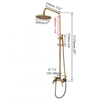 Afmeting regendouche landelijke stijl bronskleurig