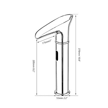 Afmeting sensomatica sensorkraan watervalkraan