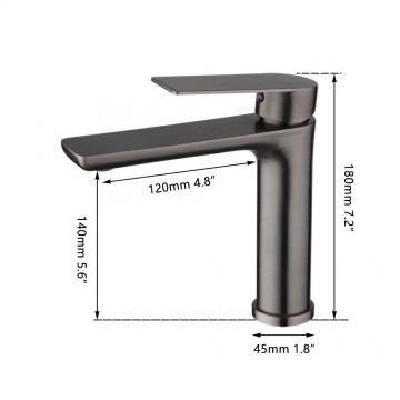 Afmeting wastafelkraan badkamerkraan gun metal