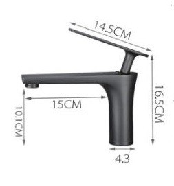 Afmeting wastafelkraan gun metal