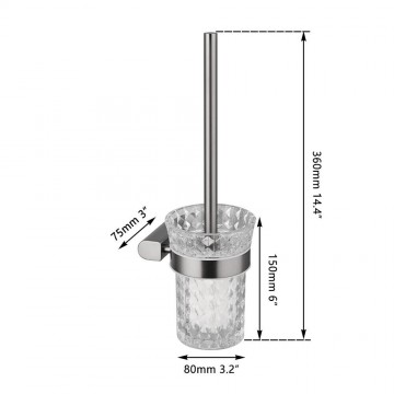 Afmeting wc borstel gun metal