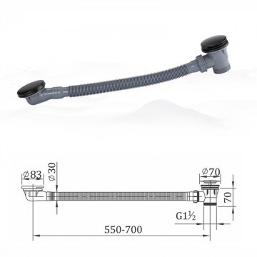 Afmeting zwarte bad afvoer