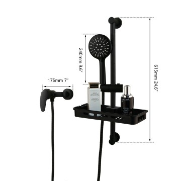 Afmeting zwarte douchekraan met glijstang
