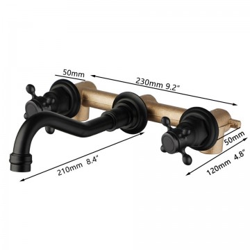 Afmeting zwarte nostalgische inbouw mengkraan