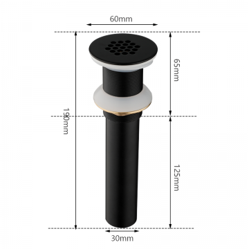 Afmetingen afvoer wasbak zwart
