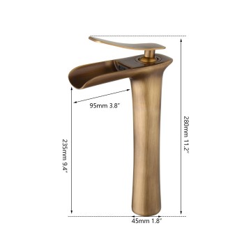 Afmetingen b405 bronzen kraan