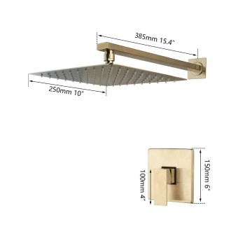 Afmetingen brushed golden douche