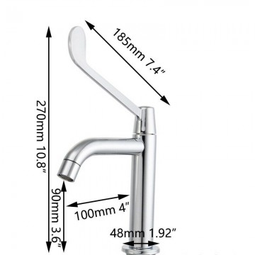 Afmetingen chroom elleboog kraan hygienisch