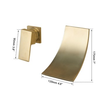 Afmetingen geborsteld gouden wandkraan