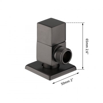 Afmetingen gun metal hoekstopkraan vierkant model