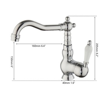 Afmetingen landelijke wastafelkraan chroom